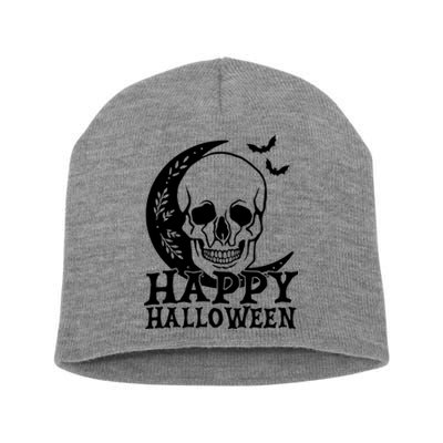 Happy Halloween Skull Moon Spooky Short Acrylic Beanie