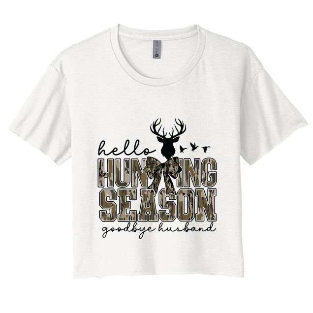 Hello Hunting Season Goodbye Husband Deer Girl Women Crop Top