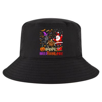 Happy Hallothanksmas Skeleton Pumpkin Turkey Santa Dancing Cool Comfort Performance Bucket Hat