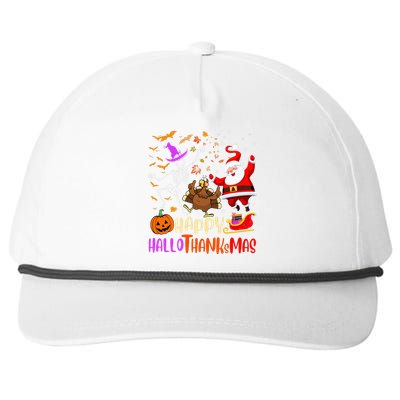 Happy Hallothanksmas Skeleton Pumpkin Turkey Santa Dancing Snapback Five-Panel Rope Hat