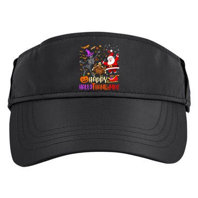 Happy Hallothanksmas Skeleton Pumpkin Turkey Santa Dancing Adult Drive Performance Visor