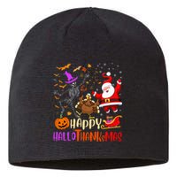 Happy Hallothanksmas Skeleton Pumpkin Turkey Santa Dancing Sustainable Beanie