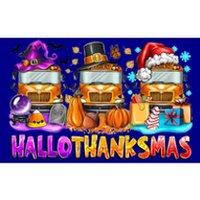 Happt Hallothanksmas School Bus Halloween Merry Christmas Bumper Sticker