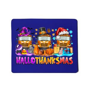 Happt Hallothanksmas School Bus Halloween Merry Christmas Mousepad