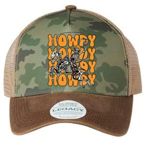 Halloween Howdy Skeleton With Horse Cowboy Hat Lasso Legacy Tie Dye Trucker Hat