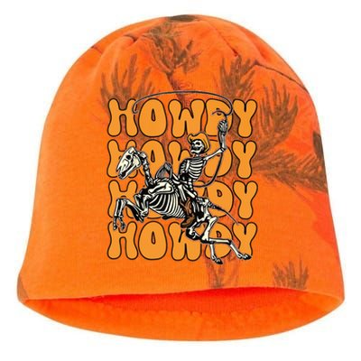 Halloween Howdy Skeleton With Horse Cowboy Hat Lasso Kati - Camo Knit Beanie