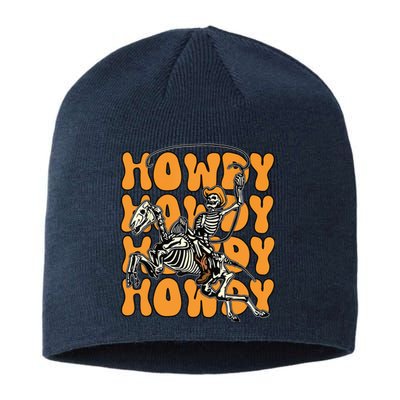 Halloween Howdy Skeleton With Horse Cowboy Hat Lasso Sustainable Beanie