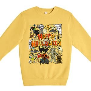 Happy Halloween Scary Retro Funny Premium Crewneck Sweatshirt