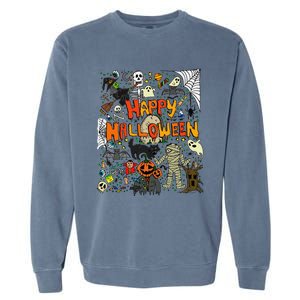 Happy Halloween Scary Retro Funny Garment-Dyed Sweatshirt