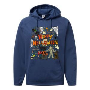 Happy Halloween Scary Retro Funny Performance Fleece Hoodie