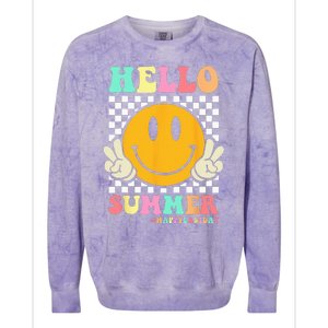 Hippie Hello Summer Teacher Happy Last Day of School Colorblast Crewneck Sweatshirt