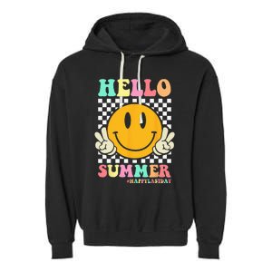 Hippie Hello Summer Teacher Happy Last Day of School Garment-Dyed Fleece Hoodie