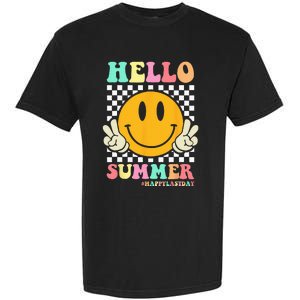 Hippie Hello Summer Teacher Happy Last Day of School Garment-Dyed Heavyweight T-Shirt