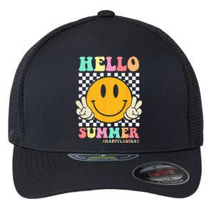 Hippie Hello Summer Teacher Happy Last Day of School Flexfit Unipanel Trucker Cap