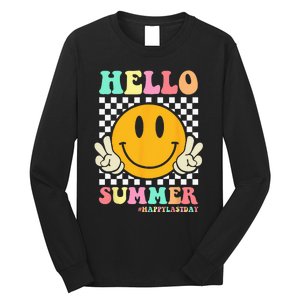 Hippie Hello Summer Teacher Happy Last Day of School Long Sleeve Shirt