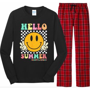 Hippie Hello Summer Teacher Happy Last Day of School Long Sleeve Pajama Set