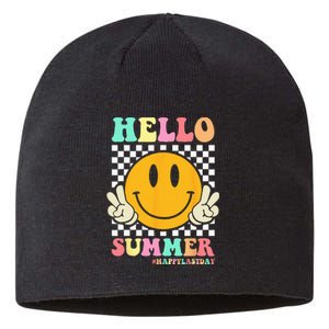 Hippie Hello Summer Teacher Happy Last Day of School Sustainable Beanie