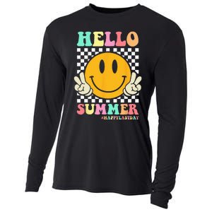 Hippie Hello Summer Teacher Happy Last Day of School Cooling Performance Long Sleeve Crew