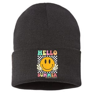 Hippie Hello Summer Teacher Happy Last Day of School Sustainable Knit Beanie