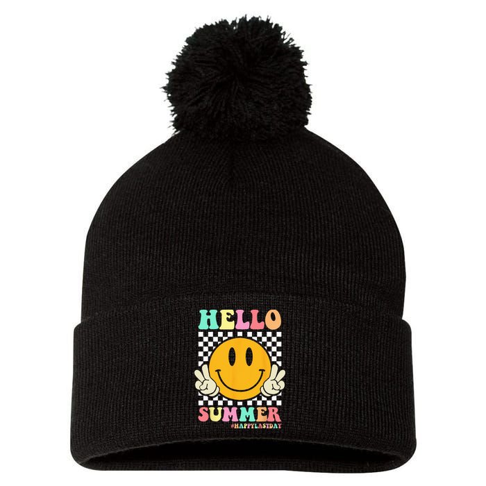 Hippie Hello Summer Teacher Happy Last Day of School Pom Pom 12in Knit Beanie