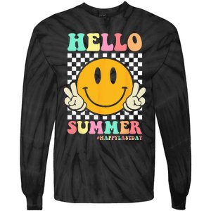 Hippie Hello Summer Teacher Happy Last Day of School Tie-Dye Long Sleeve Shirt