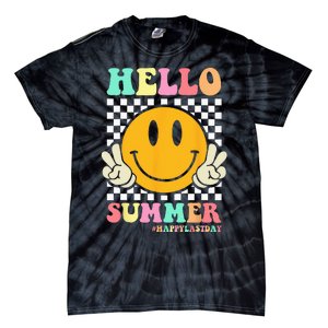 Hippie Hello Summer Teacher Happy Last Day of School Tie-Dye T-Shirt