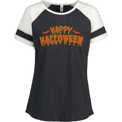 Happy Halloween Spooky Season Enza Ladies Jersey Colorblock Tee