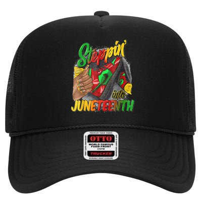 High Heels Steppin Into Juneteenth Africa Black Woman High Crown Mesh Back Trucker Hat