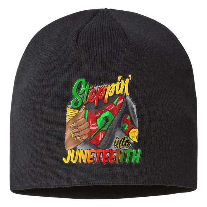 High Heels Steppin Into Juneteenth Africa Black Woman Sustainable Beanie