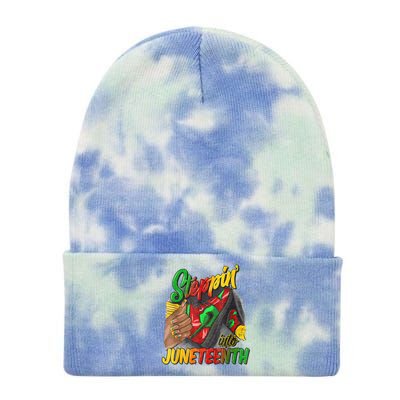 High Heels Steppin Into Juneteenth Africa Black Woman Tie Dye 12in Knit Beanie