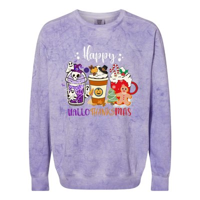 Happy Hallo Thanks Mas Coffee Drinks & Festive Icons Colorblast Crewneck Sweatshirt