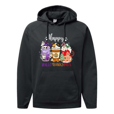 Happy Hallo Thanks Mas Coffee Drinks & Festive Icons Performance Fleece Hoodie