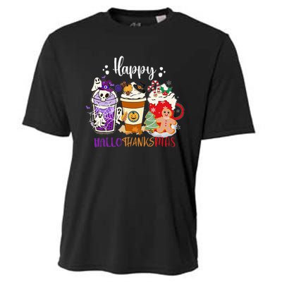 Happy Hallo Thanks Mas Coffee Drinks & Festive Icons Cooling Performance Crew T-Shirt