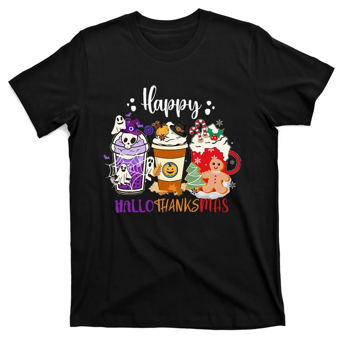 Happy Hallo Thanks Mas Coffee Drinks & Festive Icons T-Shirt