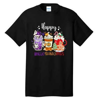 Happy Hallo Thanks Mas Coffee Drinks & Festive Icons Tall T-Shirt