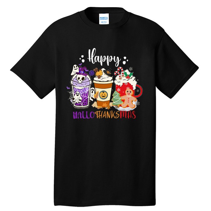 Happy Hallo Thanks Mas Coffee Drinks & Festive Icons Tall T-Shirt