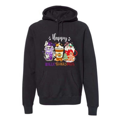 Happy Hallo Thanks Mas Coffee Drinks & Festive Icons Premium Hoodie