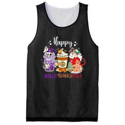 Happy Hallo Thanks Mas Coffee Drinks & Festive Icons Mesh Reversible Basketball Jersey Tank