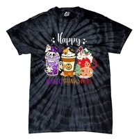 Happy Hallo Thanks Mas Coffee Drinks & Festive Icons Tie-Dye T-Shirt