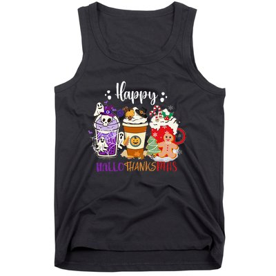 Happy Hallo Thanks Mas Coffee Drinks & Festive Icons Tank Top