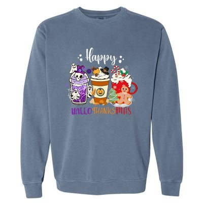 Happy Hallo Thanks Mas Coffee Drinks & Festive Icons Garment-Dyed Sweatshirt