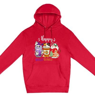 Happy Hallo Thanks Mas Coffee Drinks & Festive Icons Premium Pullover Hoodie