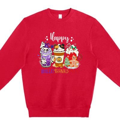 Happy Hallo Thanks Mas Coffee Drinks & Festive Icons Premium Crewneck Sweatshirt