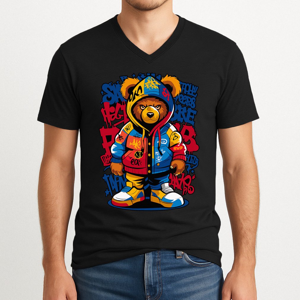Hip Hop Teddy Bear Rap Music V-Neck T-Shirt