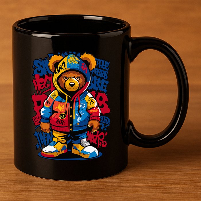 Hip Hop Teddy Bear Rap Music 11oz C Handle Ceramic Mug
