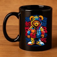 Hip Hop Teddy Bear Rap Music 11oz C Handle Ceramic Mug