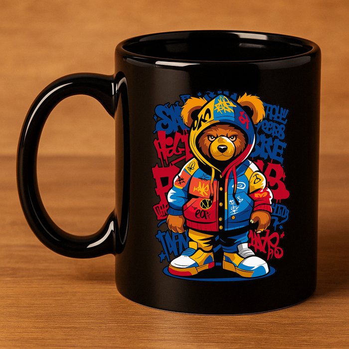 Hip Hop Teddy Bear Rap Music 11oz C Handle Ceramic Mug