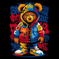 Hip Hop Teddy Bear Rap Music Drawstring Bag