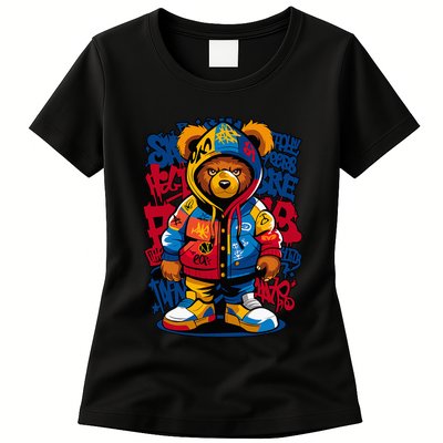 Hip Hop Teddy Bear Rap Music Womens T-Shirt