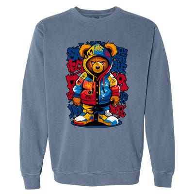 Hip Hop Teddy Bear Rap Music Garment-Dyed Sweatshirt